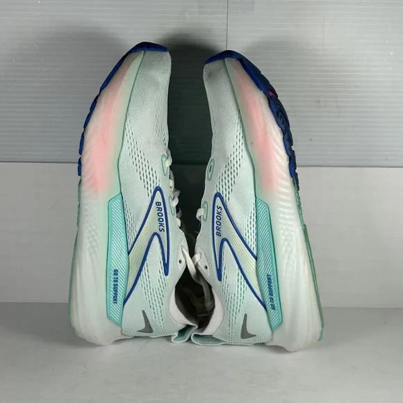 Brooks Glycerin 22 Women's 7D wide shoe Athletic Shoes - White and Blue B1 - Picture 6 of 9